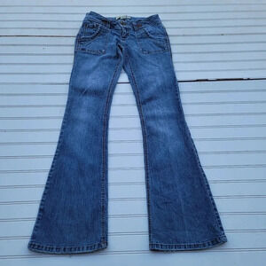Vintage Style Jeans Flare Leg Womens Juniors 28x31 Blue Sz 3